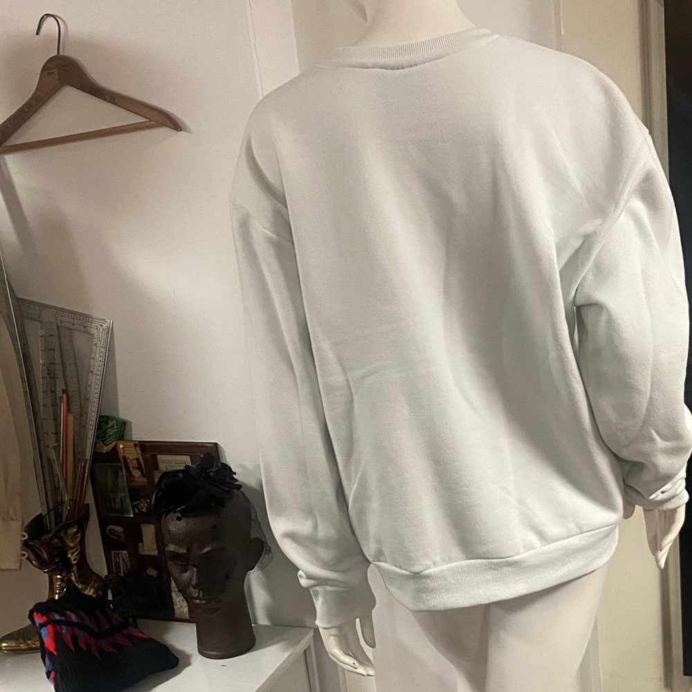 Albert Marquet White Graphic Crew Sweater size Large - Picture 5 of 8